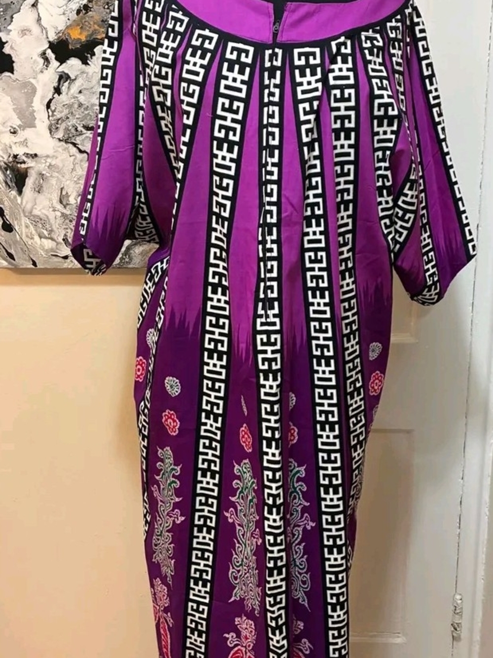 Vibrant Purple Patterned Midi Dress
